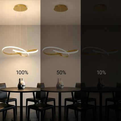 Brilagi - INFINITY LED-dimmbare Pendelleuchte an Seilen LED/55W/230V 3000-6000K 50x50 cm goldfarben + Fernbedienung