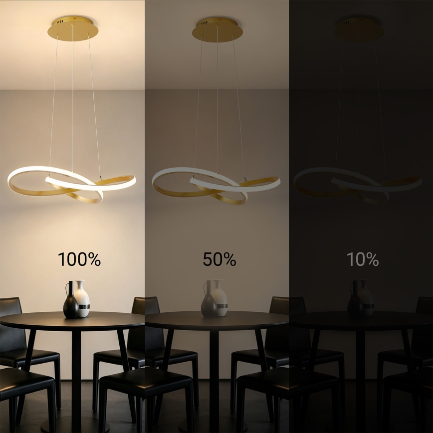 Brilagi - INFINITY LED-dimmbare Pendelleuchte an Seilen LED/55W/230V 3000-6000K 50x50 cm goldfarben + Fernbedienung