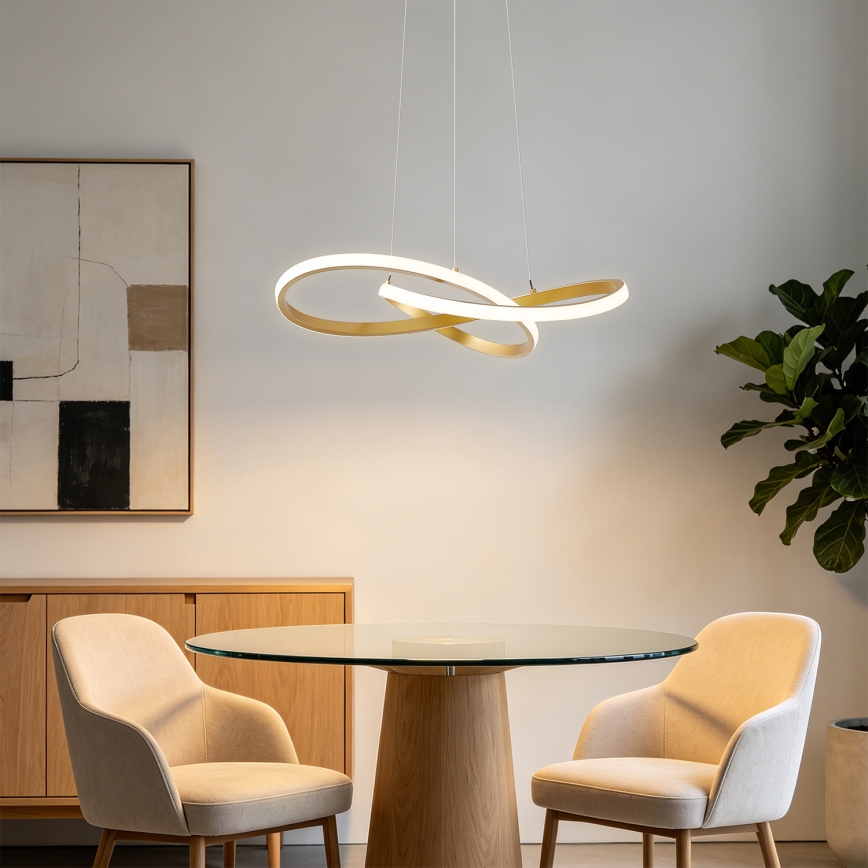 Brilagi - INFINITY LED-dimmbare Pendelleuchte an Seilen LED/55W/230V 3000-6000K 50x50 cm goldfarben + Fernbedienung