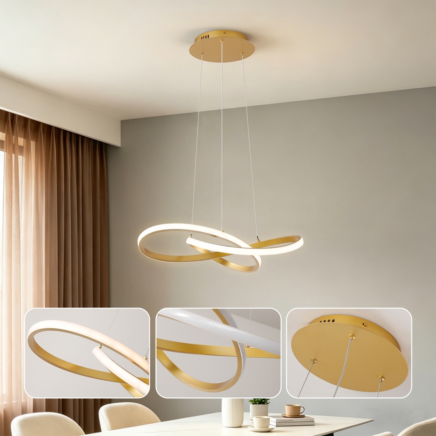 Brilagi - INFINITY LED-dimmbare Pendelleuchte an Seilen LED/55W/230V 3000-6000K 50x50 cm goldfarben + Fernbedienung