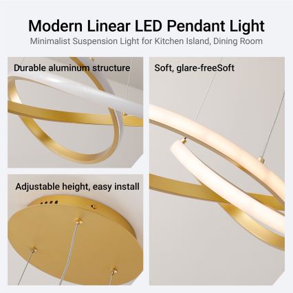Brilagi - INFINITY LED-dimmbare Pendelleuchte an Seilen LED/55W/230V 3000-6000K 50x50 cm goldfarben + Fernbedienung