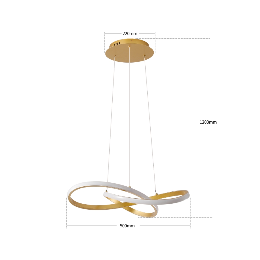 Brilagi - INFINITY LED-dimmbare Pendelleuchte an Seilen LED/55W/230V 3000-6000K 50x50 cm goldfarben + Fernbedienung