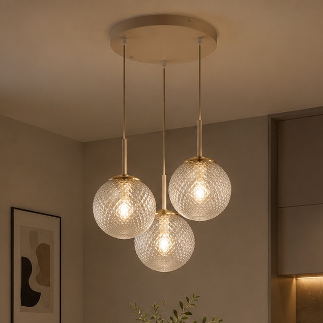 BRILAGI - Kabel-Pendelleuchte STELLA 3xE27/60W/230V beige/gold