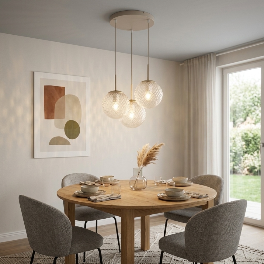 BRILAGI - Kabel-Pendelleuchte STELLA 3xE27/60W/230V beige/gold