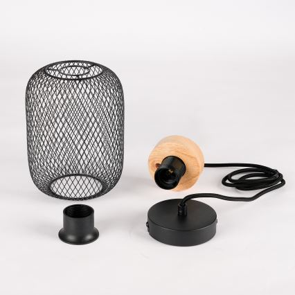 Brilagi - Kabelpendelleuchte BASKLITE 1xE27/15W/230V Gummibaumholz/schwarz