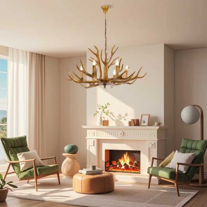 Brilagi - Ketten-Kronleuchter DEER mit Geweih, 6xE14/10W/230V, Ø 102 cm