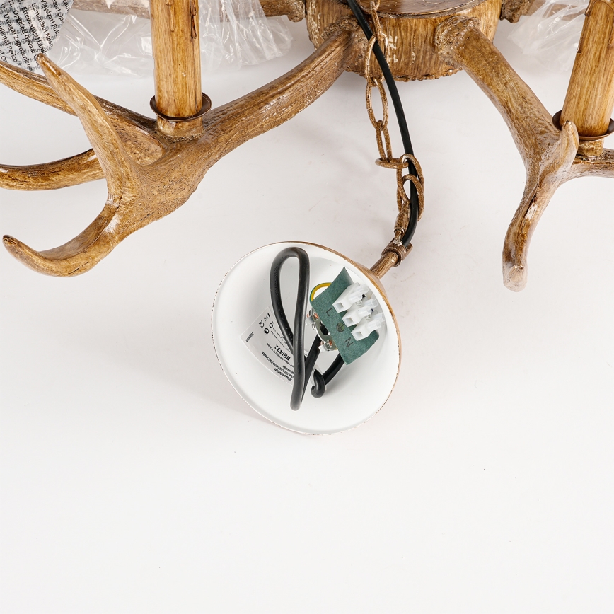 Brilagi - Ketten-Kronleuchter DEER mit Geweih, 6xE14/10W/230V, Ø 102 cm