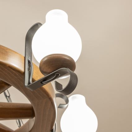 Brilagi - Ketten-Kronleuchter ROATA 6xE14/40W/230V Ø 70 cm Buche/Nussbaum