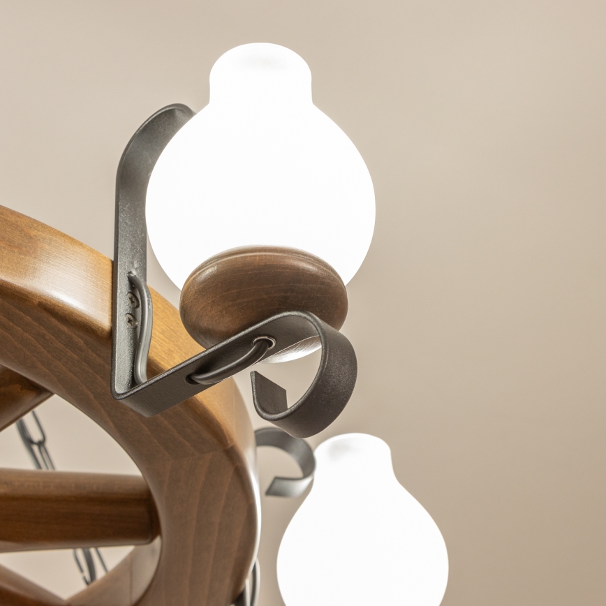 Brilagi - Ketten-Kronleuchter ROATA 6xE14/40W/230V Ø 70 cm Buche/Nussbaum