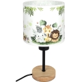 BRILAGI - Kinder-Tischlampe BOBO WOOD 1xE27/25W/230V Eiche/Schwarz/Weiß/Grün/Dschungel