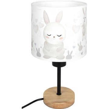 BRILAGI - Kinder-Tischlampe BOBO WOOD 1xE27/25W/230V Eiche/schwarz/weiß/Häschen