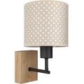 BRILAGI - Kinder-Wandleuchte BOBO WOOD 1xE27/25W/230V Eiche/Schwarz/Beige/gepunktet