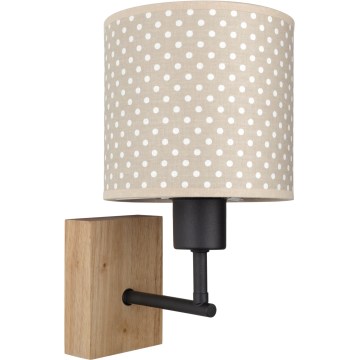 BRILAGI - Kinder-Wandleuchte BOBO WOOD 1xE27/25W/230V Eiche/Schwarz/Beige/gepunktet