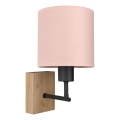 BRILAGI - Kinder-Wandleuchte BOBO WOOD 1xE27/25W/230V Eiche/Schwarz/Rosa