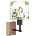BRILAGI - Kinder-Wandleuchte BOBO WOOD 1xE27/25W/230V Eiche/schwarz/weiß/grün/Dschungel