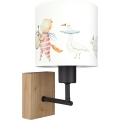 BRILAGI - Kinder-Wandleuchte BOBO WOOD 1xE27/25W/230V Eiche/Schwarz/Weiß/Tiermotive