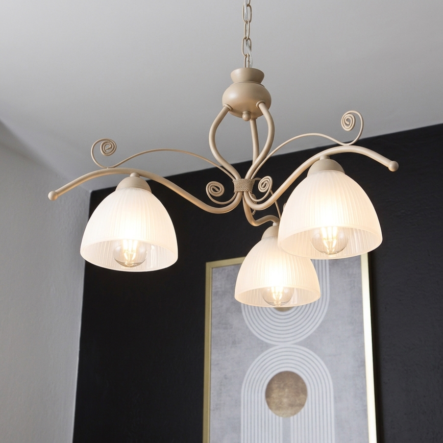 BRILAGI - Kronleuchter an Kette ANTICO MODERN 3xE27/60W/230V beige