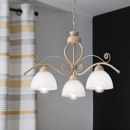 BRILAGI - Kronleuchter an Kette ANTICO MODERN 3xE27/60W/230V beige