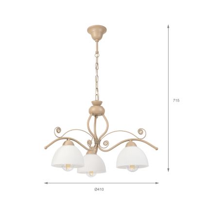 BRILAGI - Kronleuchter an Kette ANTICO MODERN 3xE27/60W/230V beige