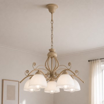 Brilagi - Kronleuchter an Kette ANTICO MODERN 5xE27/60W/230V beige