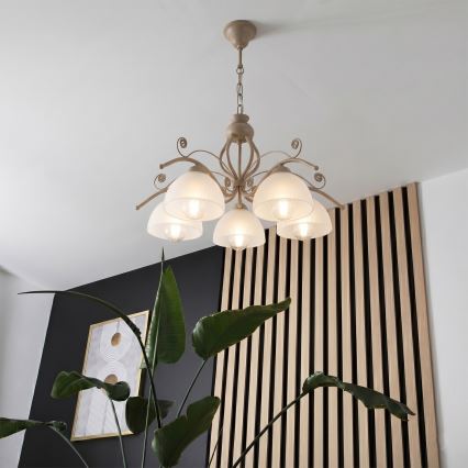 Brilagi - Kronleuchter an Kette ANTICO MODERN 5xE27/60W/230V beige