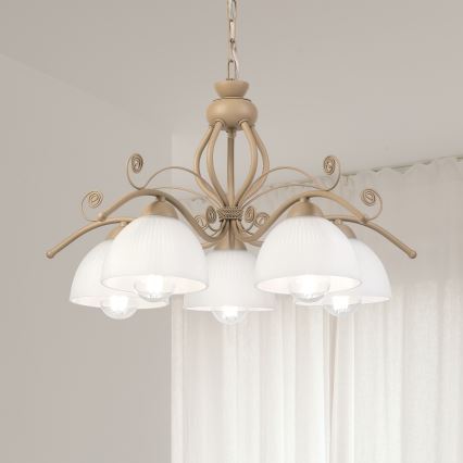 Brilagi - Kronleuchter an Kette ANTICO MODERN 5xE27/60W/230V beige