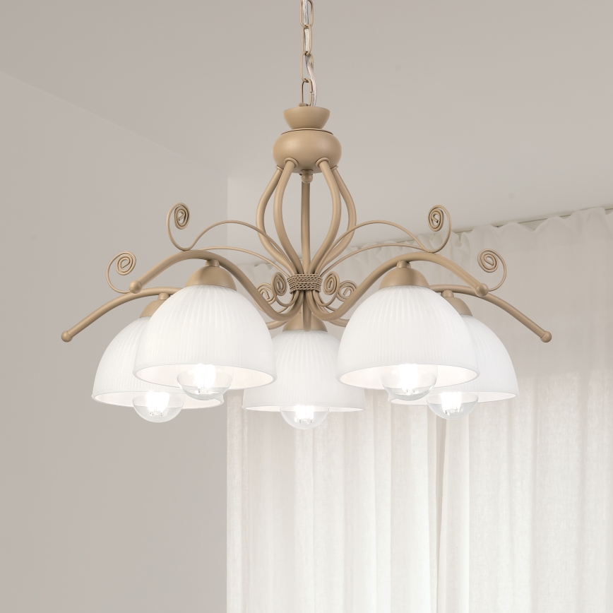 Brilagi - Kronleuchter an Kette ANTICO MODERN 5xE27/60W/230V beige