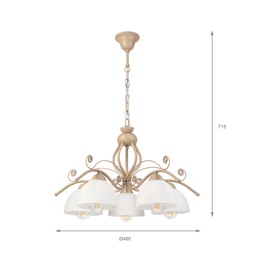 Brilagi - Kronleuchter an Kette ANTICO MODERN 5xE27/60W/230V beige