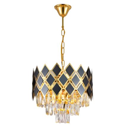 Brilagi - Kronleuchter an Kette CRISTAL 5xE14/40W/230V Ø 38 cm gold/schwarz