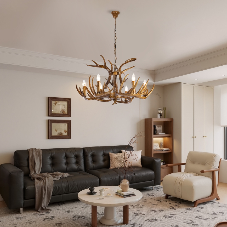 Brilagi - Kronleuchter an Kette DEER, 6×E14/10W/230V, Ø 80 cm, Geweih