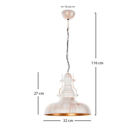 Brilagi - Kronleuchter an Kette PYRONIC 1x E27/40W/230V Ø 32 cm Creme/Patina
