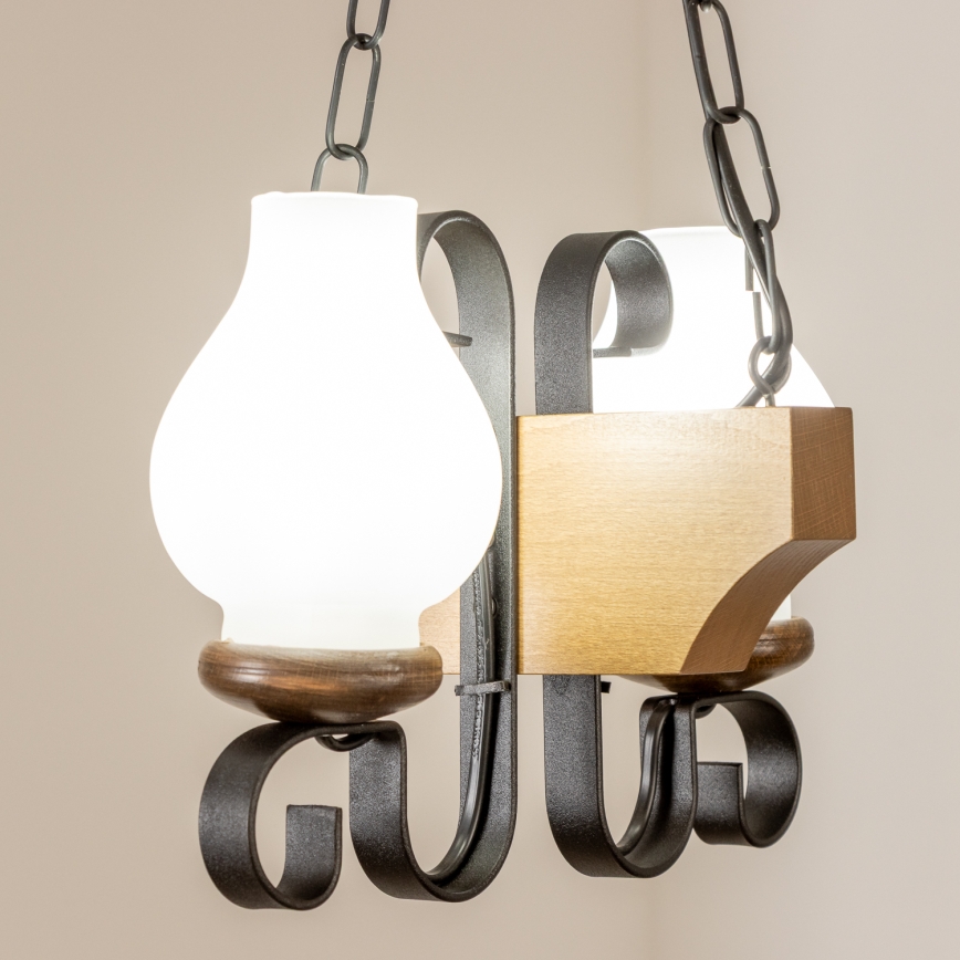 Brilagi - Kronleuchter an Kette QUEEN 2xE14/40W/230V Buche/Walnuss