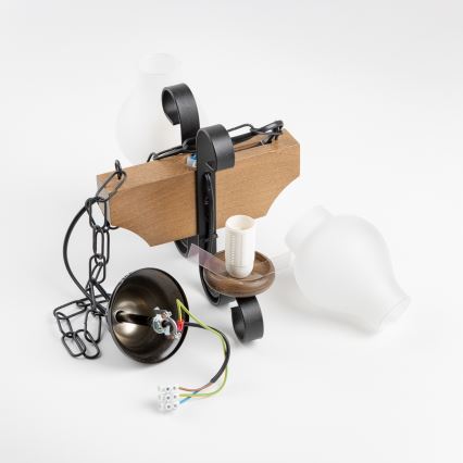 Brilagi - Kronleuchter an Kette QUEEN 2xE14/40W/230V Buche/Walnuss