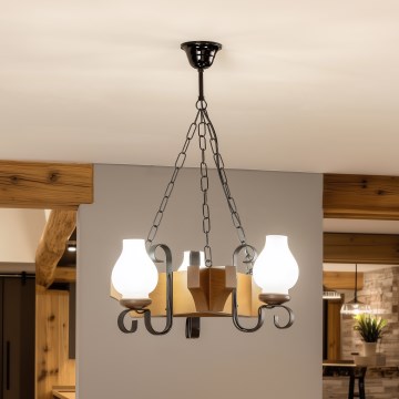 Brilagi - Kronleuchter an Kette QUEEN 3xE14/40W/230V Buche/Walnuss