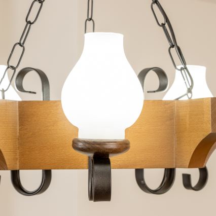 Brilagi - Kronleuchter an Kette QUEEN 3xE14/40W/230V Buche/Walnuss