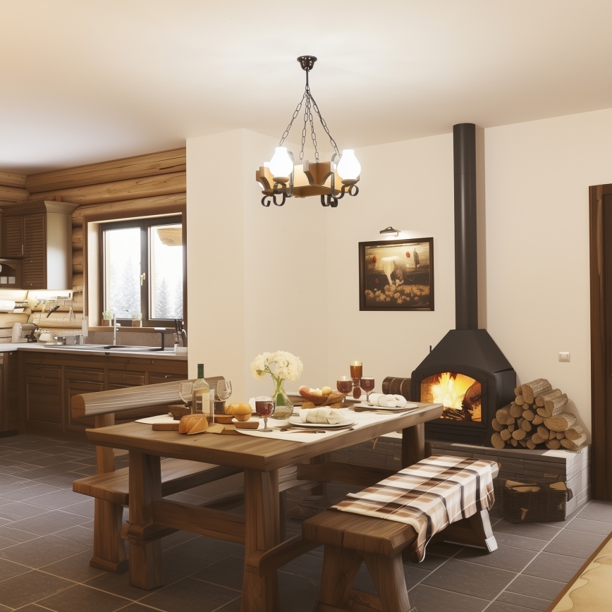 Brilagi - Kronleuchter an Kette QUEEN 4xE14/40W/230V Buche