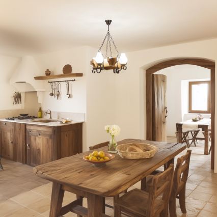 Brilagi - Kronleuchter an Kette QUEEN 4xE14/40W/230V Buche/Walnuss