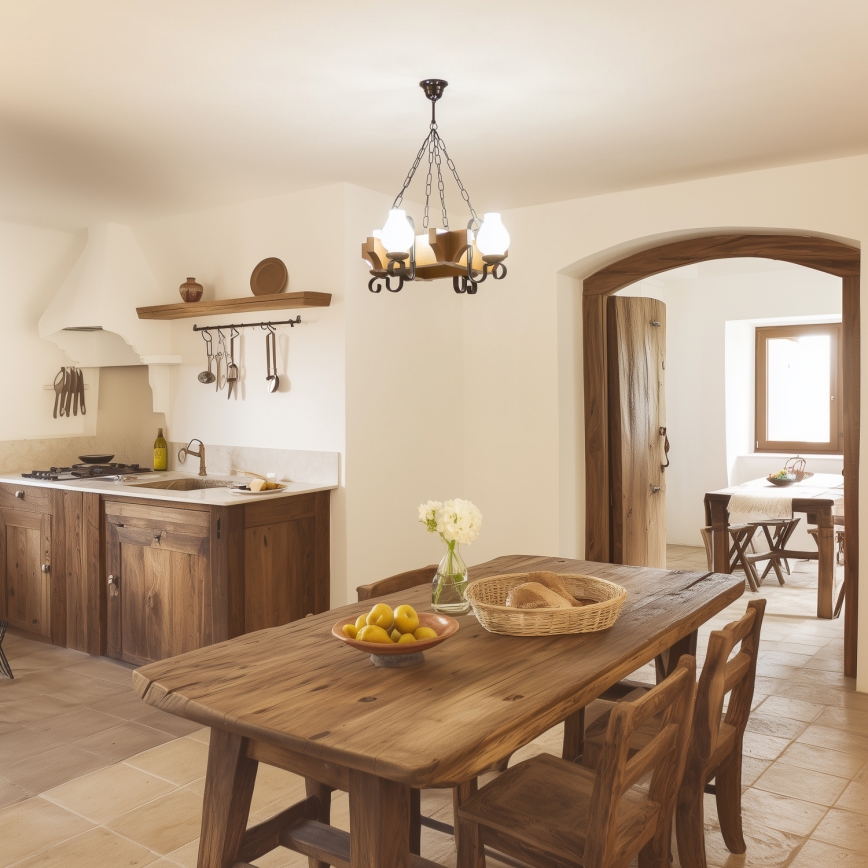 Brilagi - Kronleuchter an Kette QUEEN 4xE14/40W/230V Buche/Walnuss