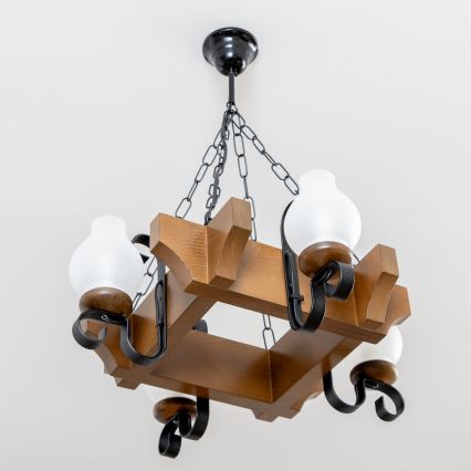 Brilagi - Kronleuchter an Kette QUEEN 4xE14/40W/230V Buche/Walnuss