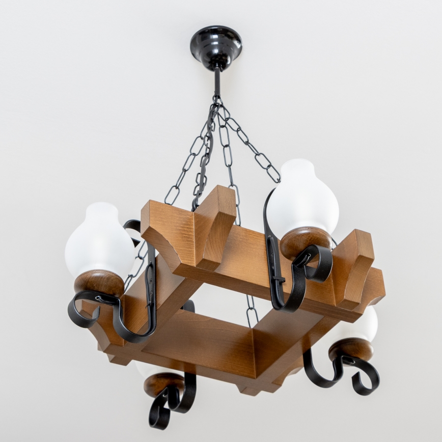 Brilagi - Kronleuchter an Kette QUEEN 4xE14/40W/230V Buche/Walnuss