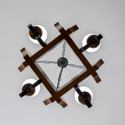 Brilagi - Kronleuchter an Kette QUEEN 4xE14/40W/230V Buche/Walnuss