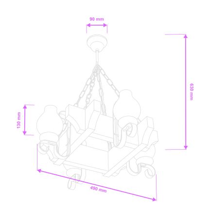 Brilagi - Kronleuchter an Kette QUEEN 4xE14/40W/230V Buche/Walnuss