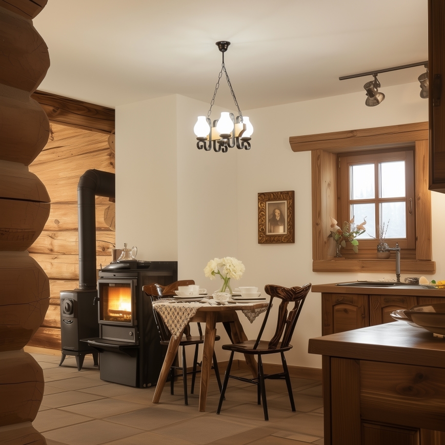 Brilagi - Kronleuchter an Kette QUEEN 4xE14/40W/230V Buche/Walnuss