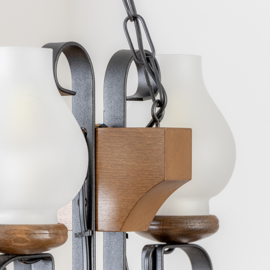 Brilagi - Kronleuchter an Kette QUEEN 4xE14/40W/230V Buche/Walnuss