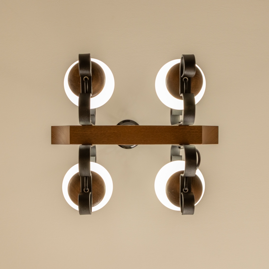 Brilagi - Kronleuchter an Kette QUEEN 4xE14/40W/230V Buche/Walnuss