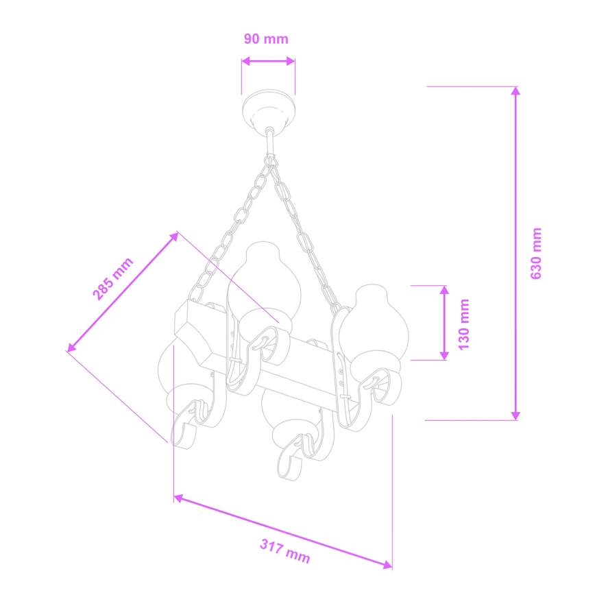 Brilagi - Kronleuchter an Kette QUEEN 4xE14/40W/230V Buche/Walnuss