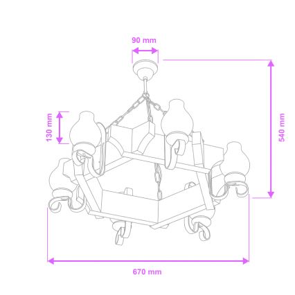 Brilagi - Kronleuchter an Kette QUEEN 6xE14/40W/230V Buche/Walnuss