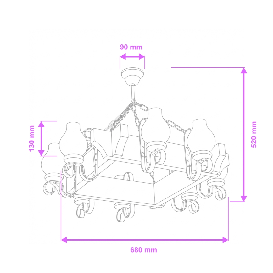 Brilagi - Kronleuchter an Kette QUEEN 8xE14/40W/230V Buche