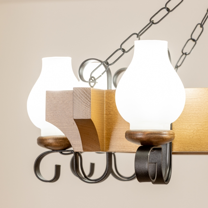 Brilagi - Kronleuchter an Kette QUEEN 8xE14/40W/230V Buche/Walnuss