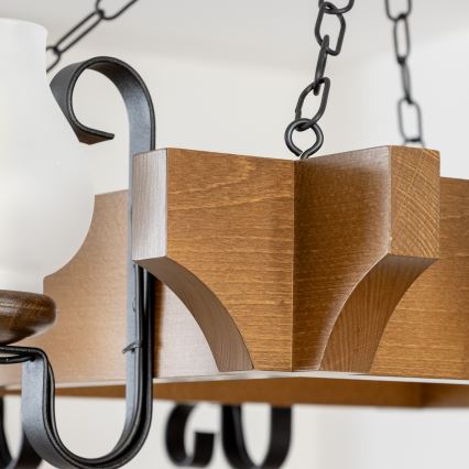 Brilagi - Kronleuchter an Kette QUEEN 8xE14/40W/230V Buche/Walnuss